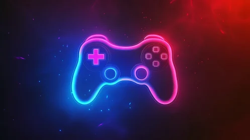 Neon night gamepad drifting through electric stardust glow.