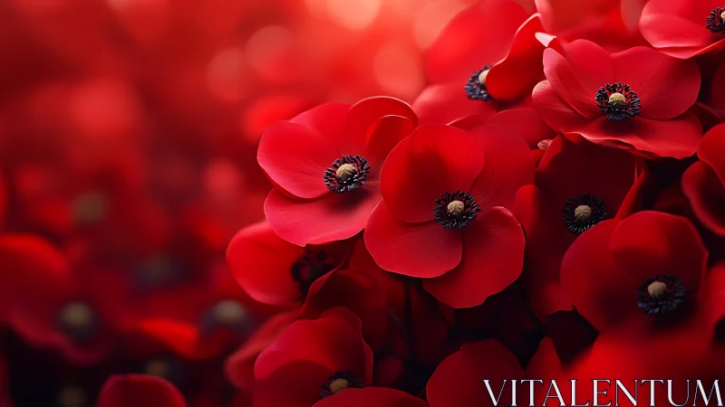Vivid Red Poppies in Full Bloom Captured Close.