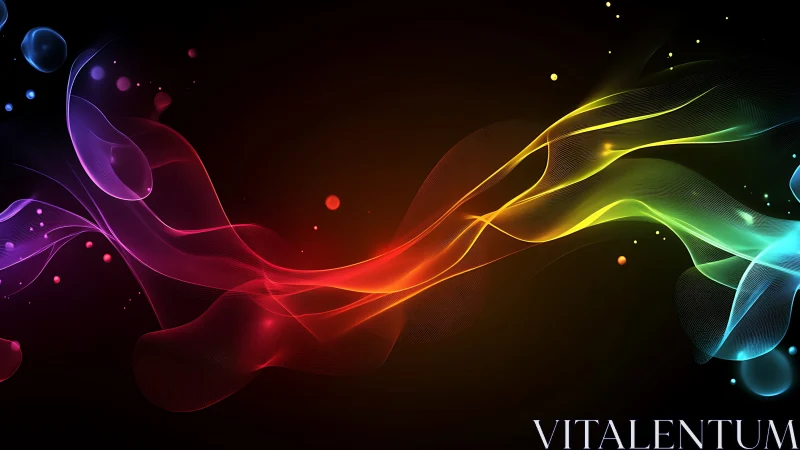 Chromatic light waves flow across dark field in digital abstraction