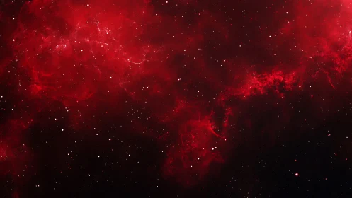 Crimson emission nebula arcs against deep stellar void