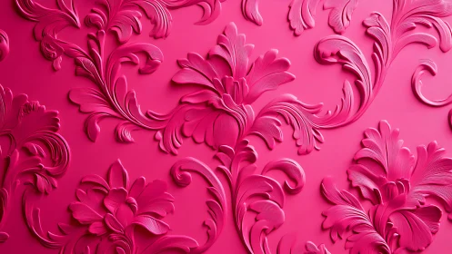 Flourishing pink scrolls pirouette across sculpted velvet walls