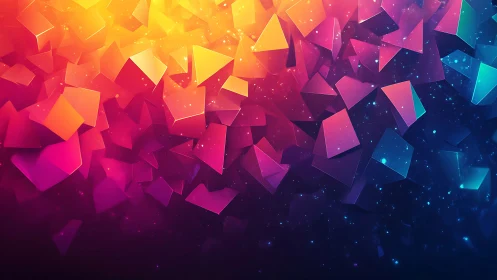 Colorful polygonal shards form gradient abstract background