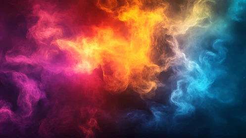 Colored gaseous plumes in abstract symmetrical composition.