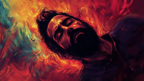 Dreamer Ablaze in Ember Storms of Color and Quiet Surrender.