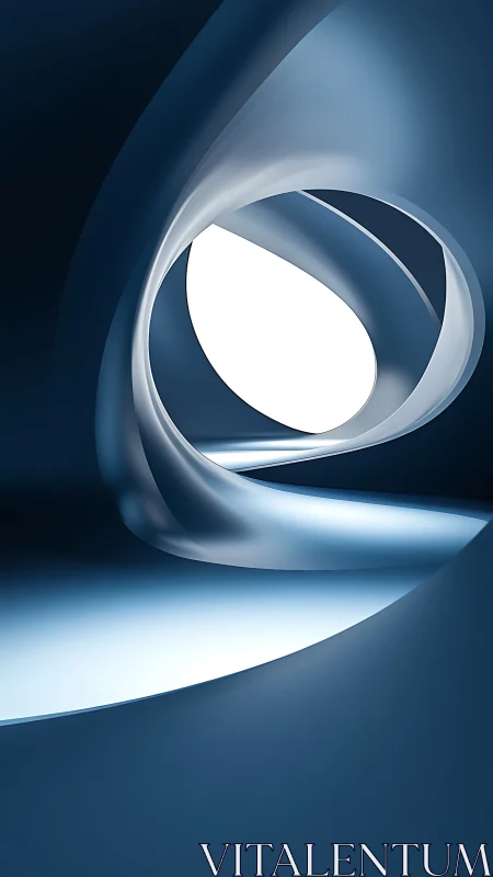 Sculpted blue light swirls into a futuristic abstract portal