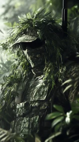 Silent jungle scout blends calmly into dense green foliage