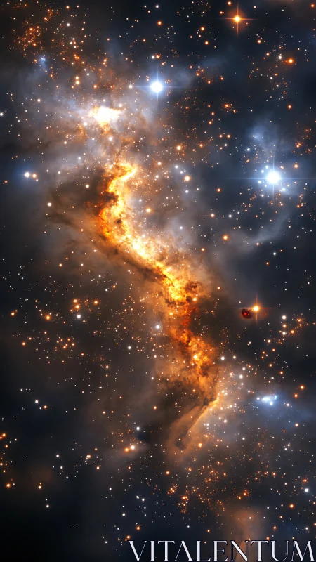 Stellar river of fire carving a luminous path through night.