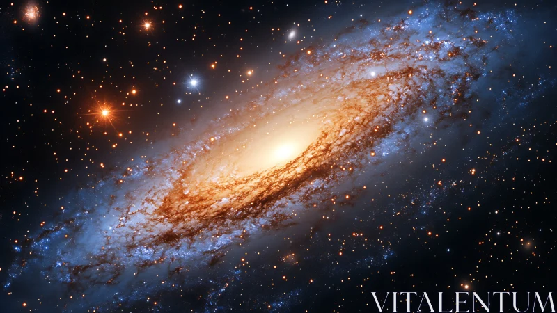 Spiral galaxy core igniting against deep starfield backdrop.