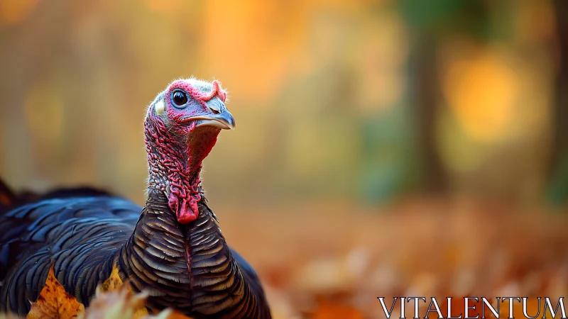 Wild turkey displaying characteristic head and neck coloration patterns.