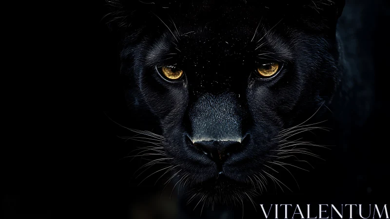 Black Panther's Piercing Golden Gaze Emerges from Darkness