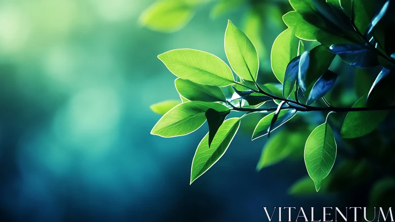 Photorealistic close-up foliage with luminous bokeh field.