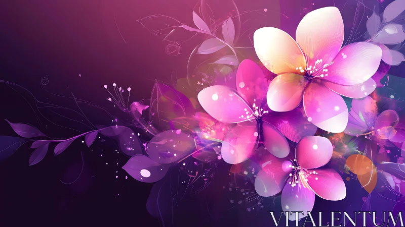 Luminous Petals Dance Through Neon Nebulas.