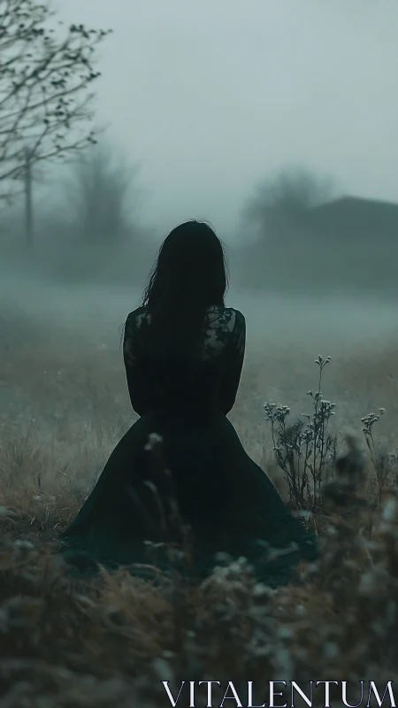 Silhouetted solitude listens quietly to the whispering fog