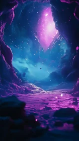 Luminescent magenta cavern with volumetric nebular aperture.