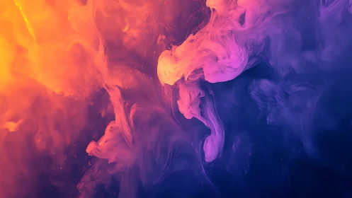 Color gradient abstract ink clouds in fluid motion field.