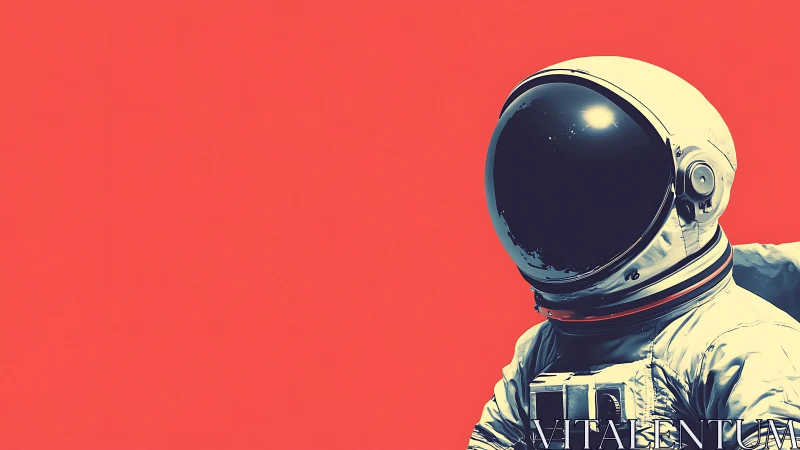 Solitary spacefarer drifts coolly across a red void