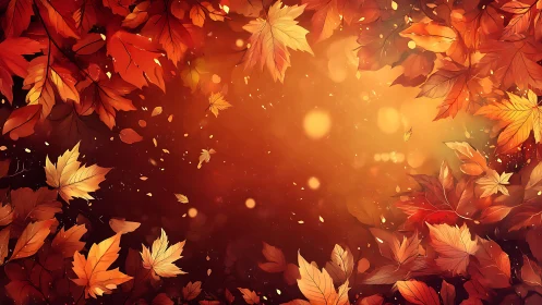 Radial autumn foliage vortex with luminous bokeh diffusion.