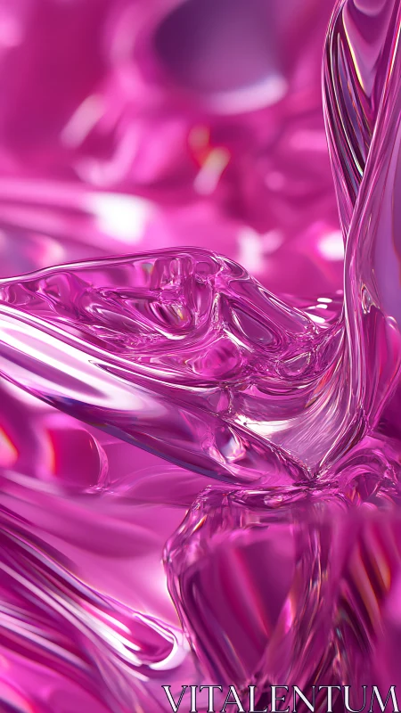 Shimmering pink glass flows in soft liquid-like curves
