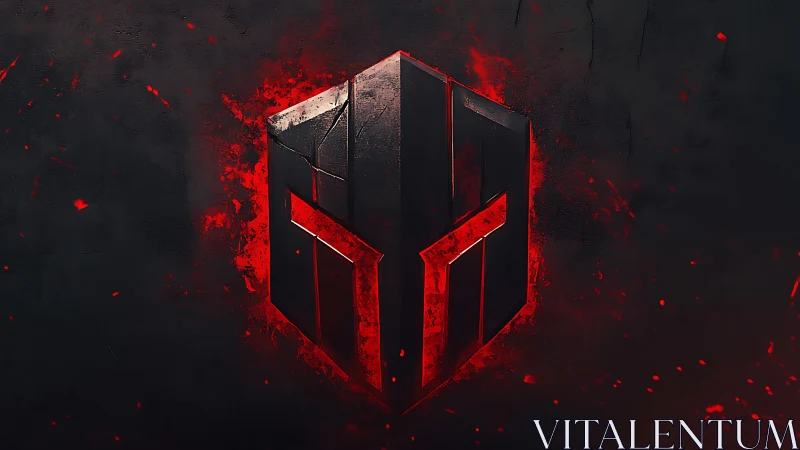 Crimson armor emblem carves fire into the surrounding dark