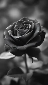 Rose bloom in grayscale with selective focus and botanical detail