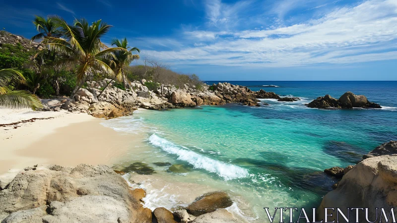 Turquoise Cove: Rocky Shoreline Meeting Crystalline Waters.