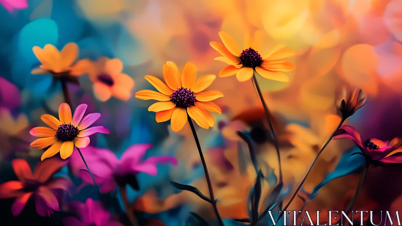 Colorful Daisy Flowers with Blurred Background