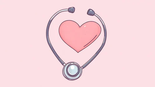 Stethoscope Cradles Heart in Tender Medical Embrace