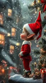 3D holiday character study in vertical Christmas vignette.