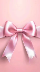 Luminous Pink Ribbon Bow Digital Illustration.