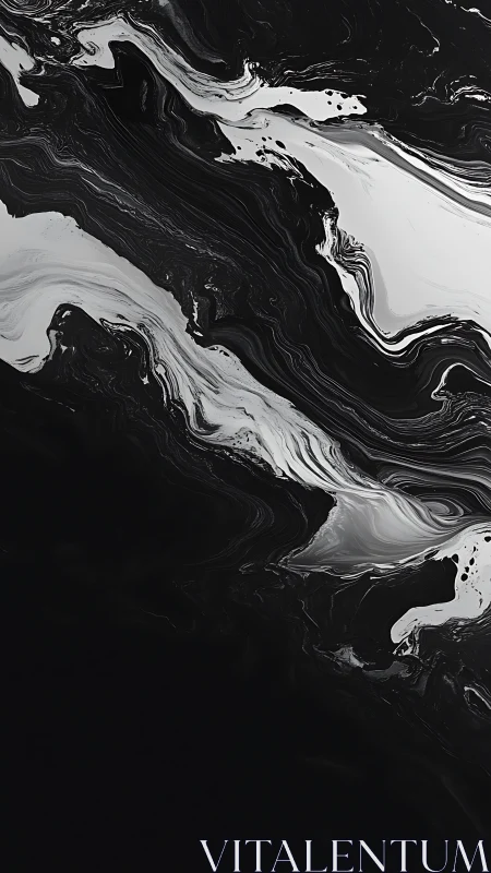 Gentle black and white marble swirls for calm reflection.