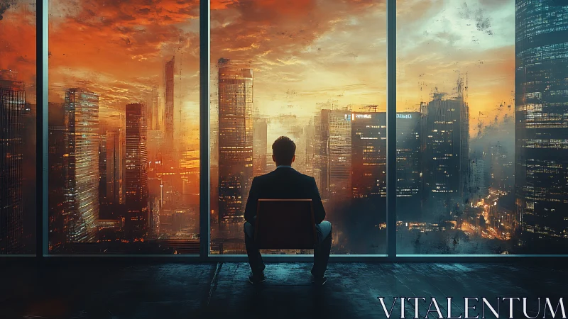 Contemplative View from Above City Lights