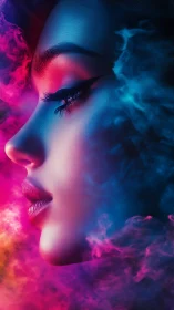 Neon dreamer drifting through electric clouds of color.