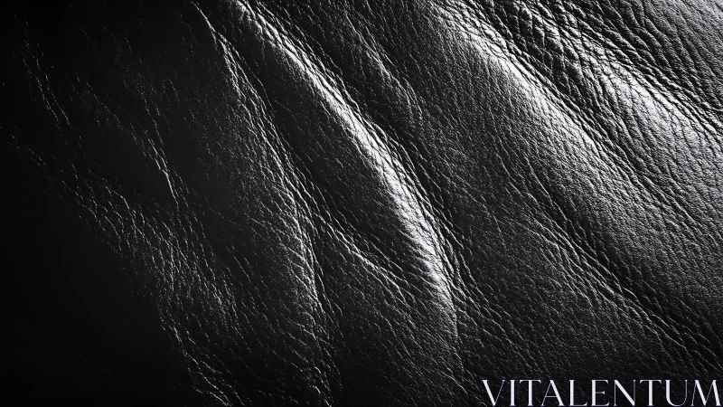Black leather surface with strong creases and sheen.