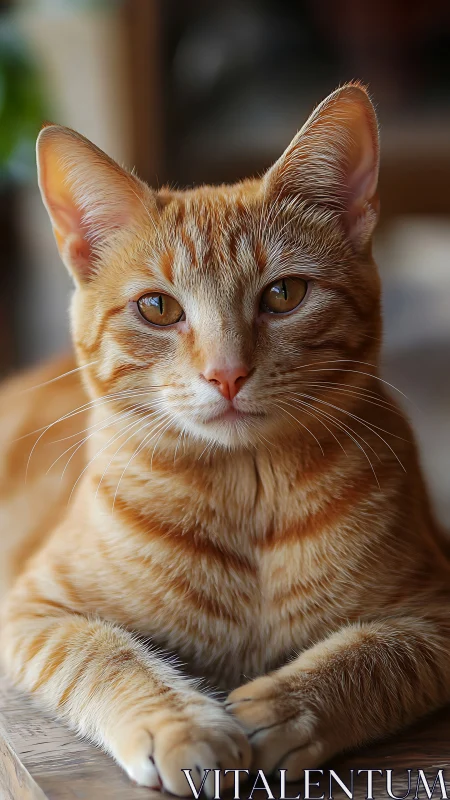 Orange Tabby Cat with Warm Golden Eyes at Rest.
