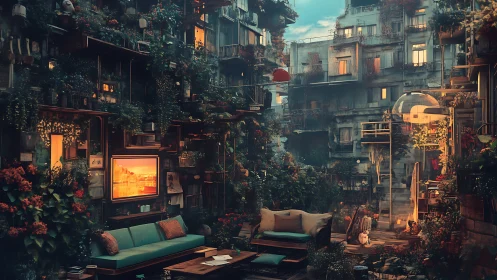 Cozy garden courtyard turns a concrete block into a sanctuary