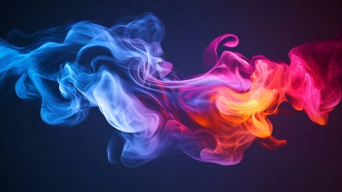 Colorful swirling smoke dance in glowing neon hues.