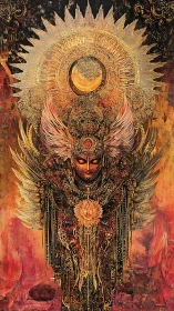 Solar angelic figure crowned with radiant celestial halo.