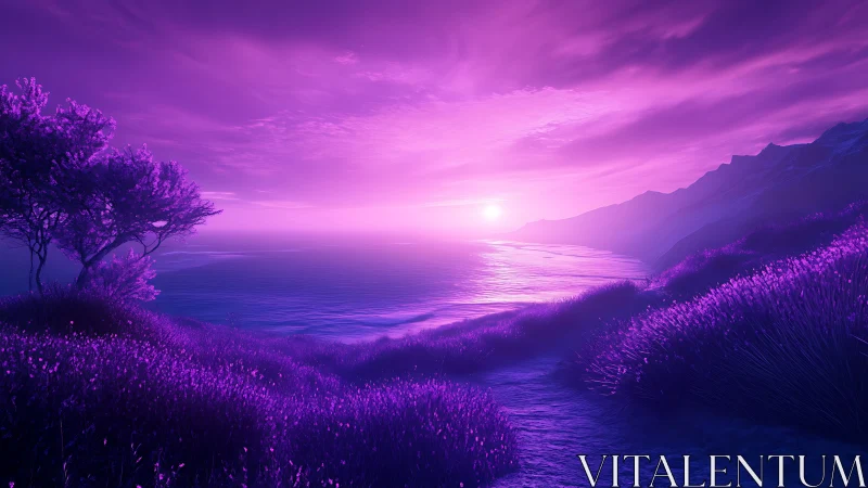Violet shores drink the last electric light of dusk