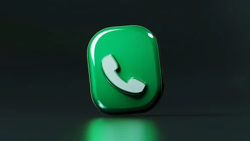 Glowing Green Phone Icon Radiates Modern Communication