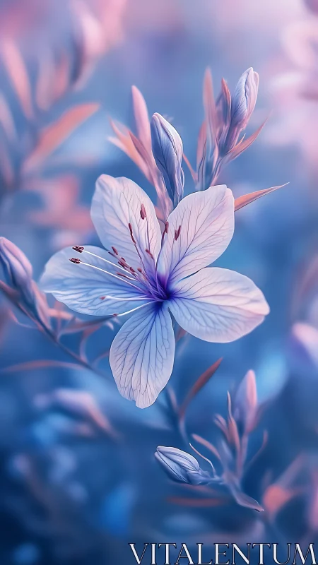Dreamy pastel flower glowing softly in soothing twilight tones.