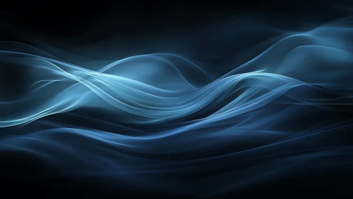 Luminous blue energy waves over dark abstract horizon.