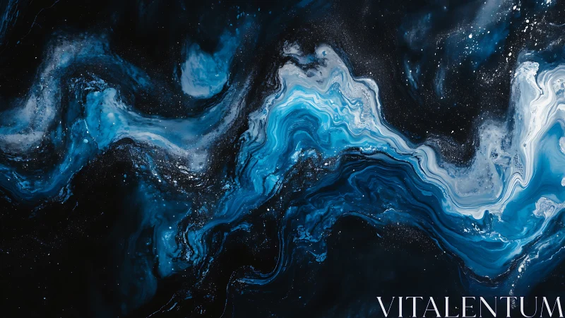 Dreamy blue nebula river swirling through starry night.