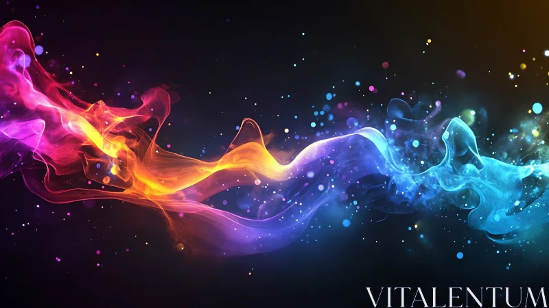 Starlit color currents weave molten ribbons through night.