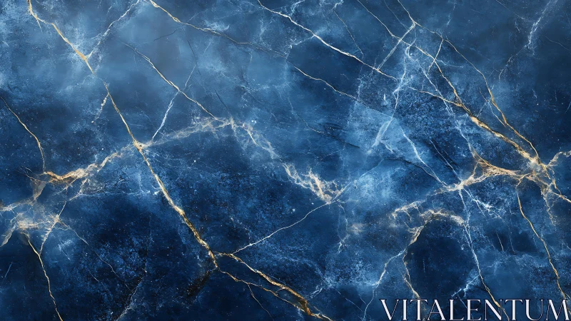Elegant deep blue marble texture with gold veins, abstract style.