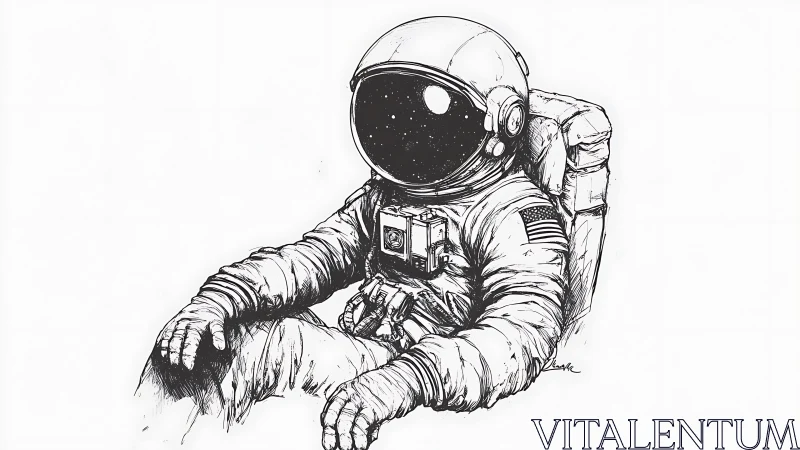 Cosmic daydream drifts inside the helmet’s quiet universe