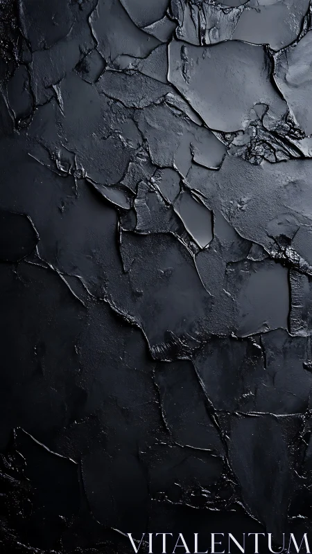 Textured black plaster surface with cracked abstract relief.