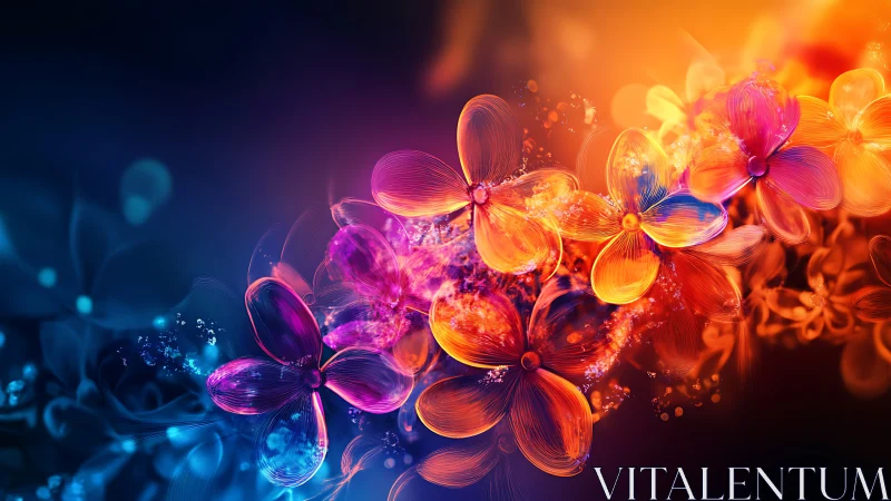 Thermoluminescent Floral Composite with Chromatic Gradient Transition and Particle Dispersion