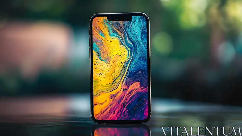 Abstract Fluid Wallpaper Design on Mobile Display.