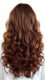 Soft chestnut curls tumbling in a glossy, flowing cascade.