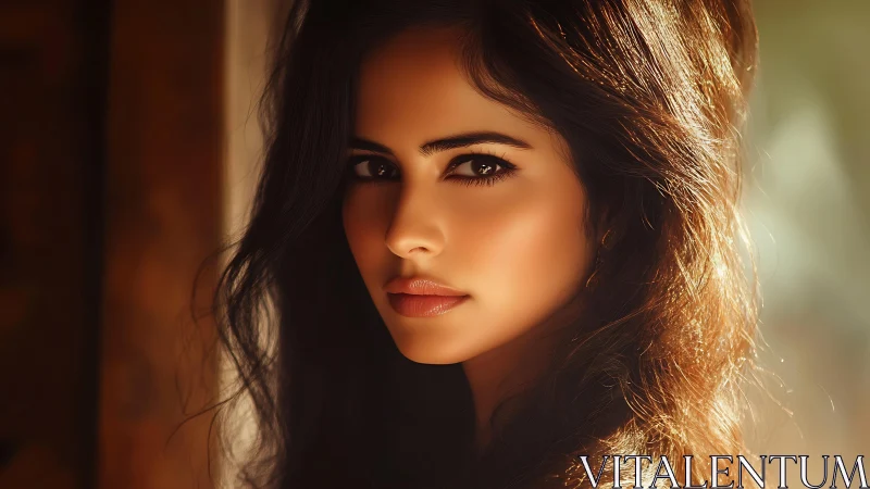 Portrait study under warm backlight, cinematic realism.